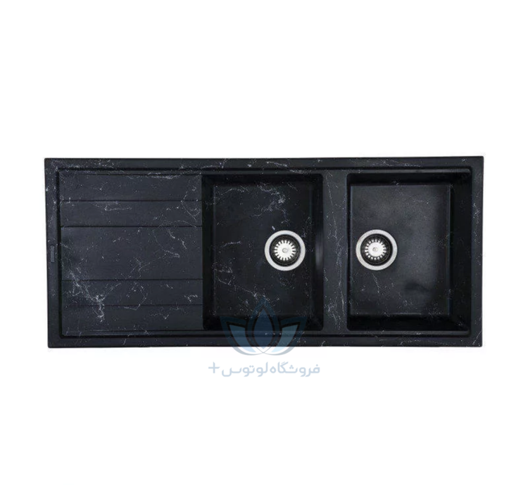سینک گرانیتی مشکی رگهدار لوتوس مدل دو لگن